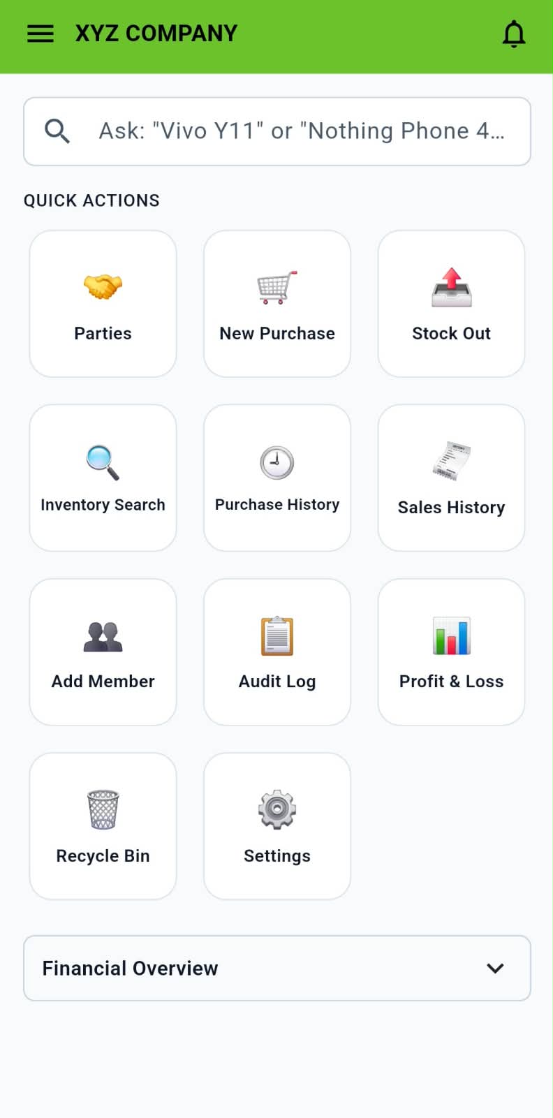 Mobile ERP screenshot 1